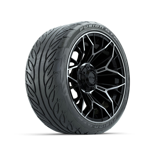 GTW® Stellar Machined & Black 15 in Wheels with 215/40-R15 Fusion GTR Street Tires - Set of 4
