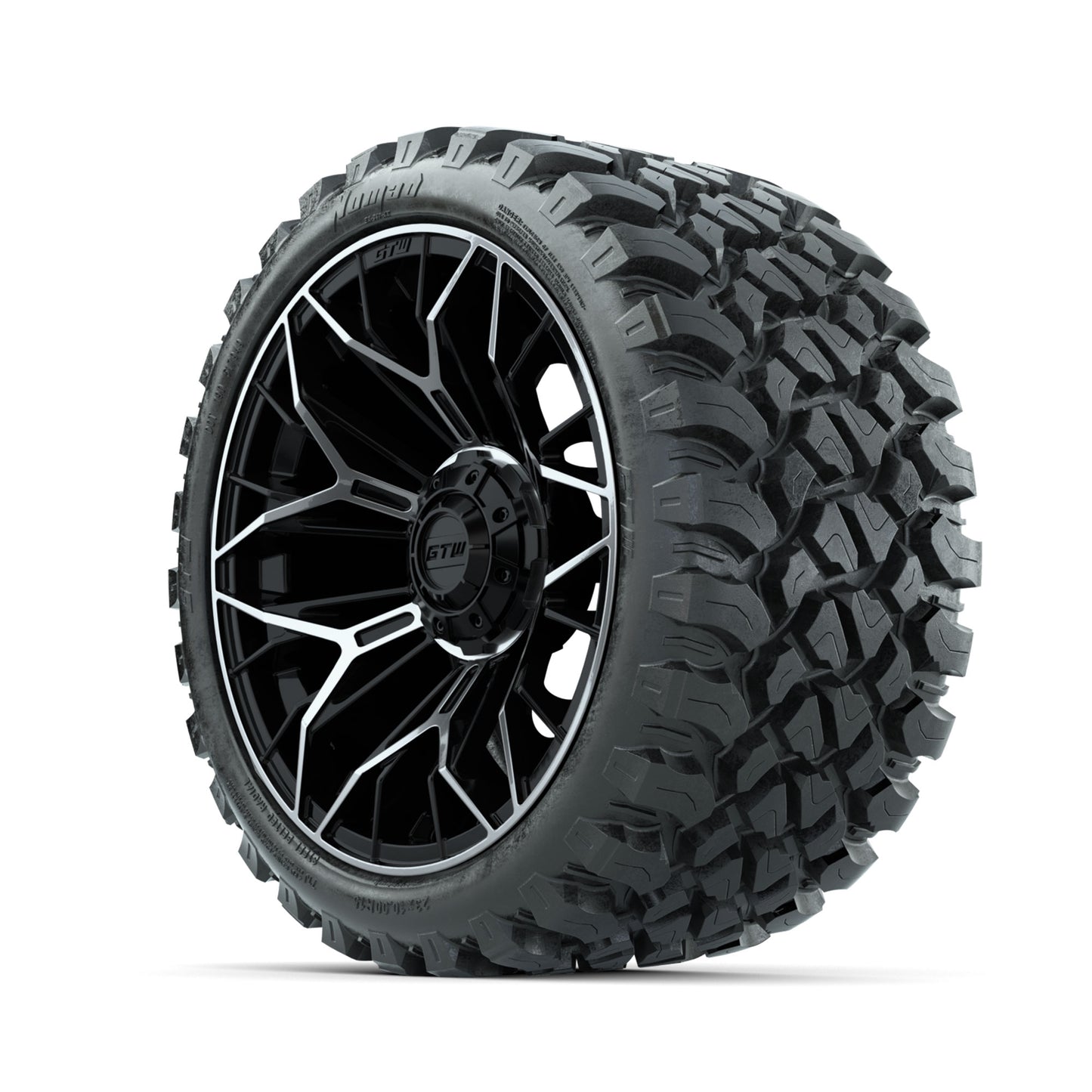 GTW® Stellar Machined & Black 15 in Wheels with 23x10-R15 Nomad All-Terrain Tires - Set of 4
