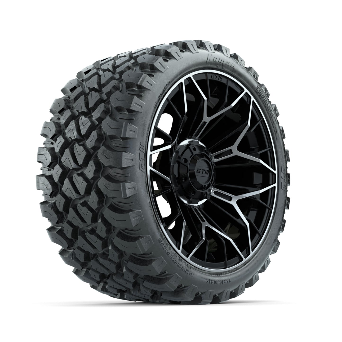 GTW® Stellar Machined & Black 15 in Wheels with 23x10-R15 Nomad All-Terrain Tires - Set of 4