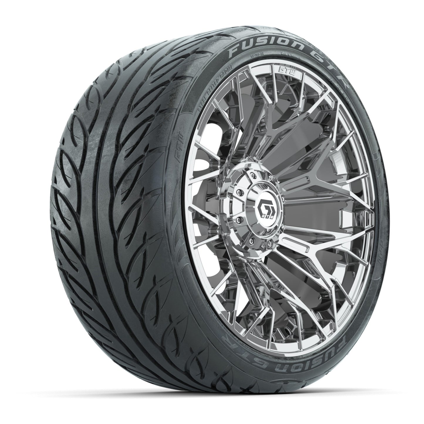 GTW® Stellar Chrome 15 in Wheels with 215/40-R15 Fusion GTR Street Tires - Set of 4