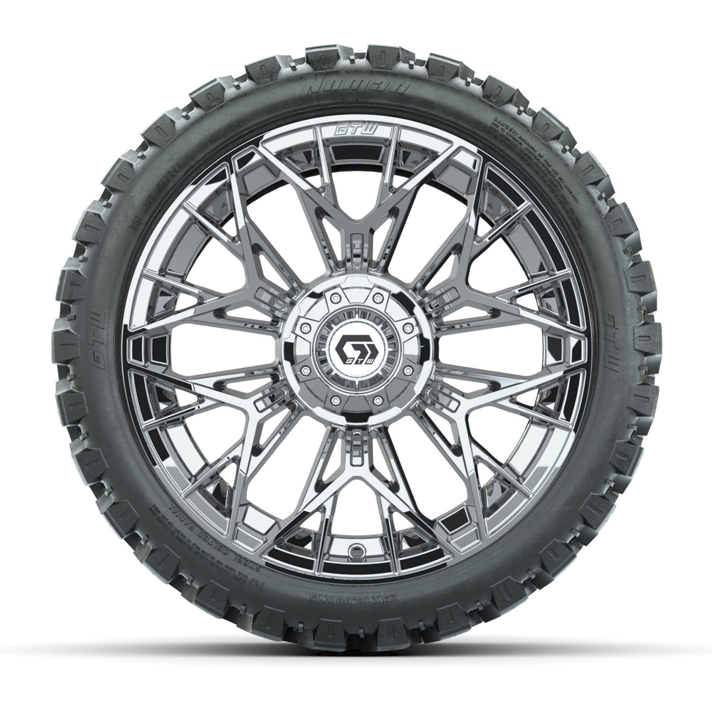 GTW® Stellar Chrome 15 in Wheels with 23x10-R15 Nomad All-Terrain Tires - Set of 4