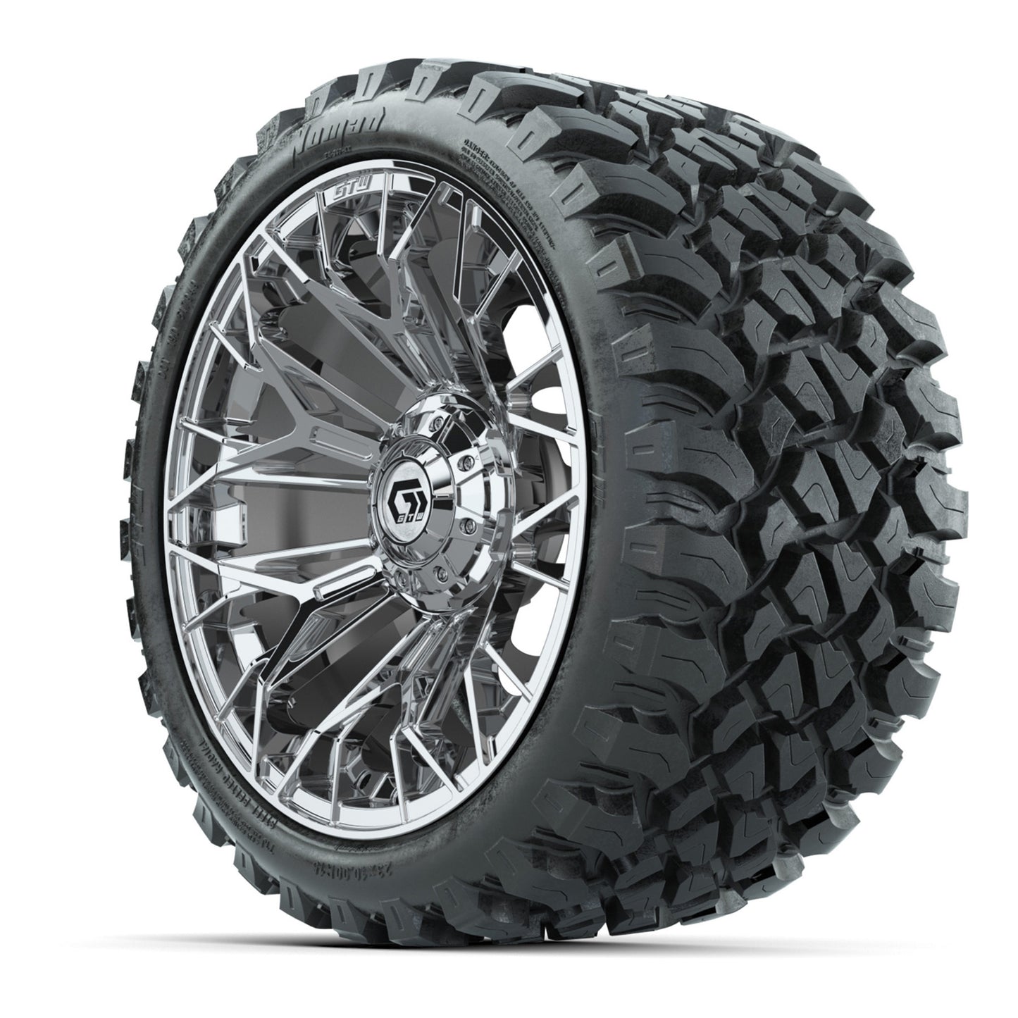 GTW® Stellar Chrome 15 in Wheels with 23x10-R15 Nomad All-Terrain Tires - Set of 4