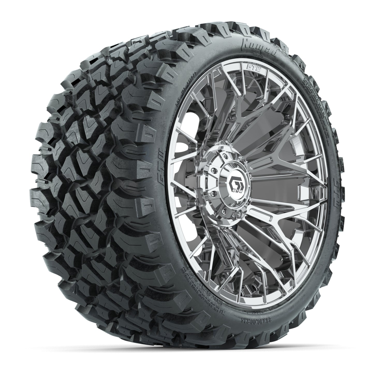 GTW® Stellar Chrome 15 in Wheels with 23x10-R15 Nomad All-Terrain Tires - Set of 4