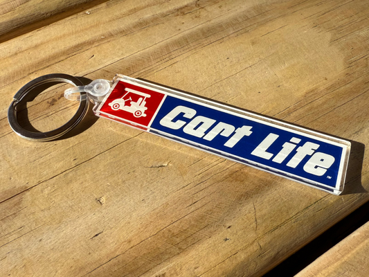 Cart Life Acrylic Key Chain w/ Matching Sticker. Red and Blue Version