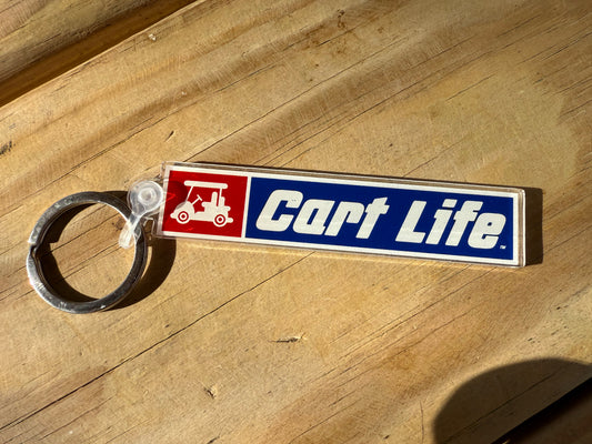Cart Life Acrylic Key Chain w/ Matching Sticker. Red and Blue Version