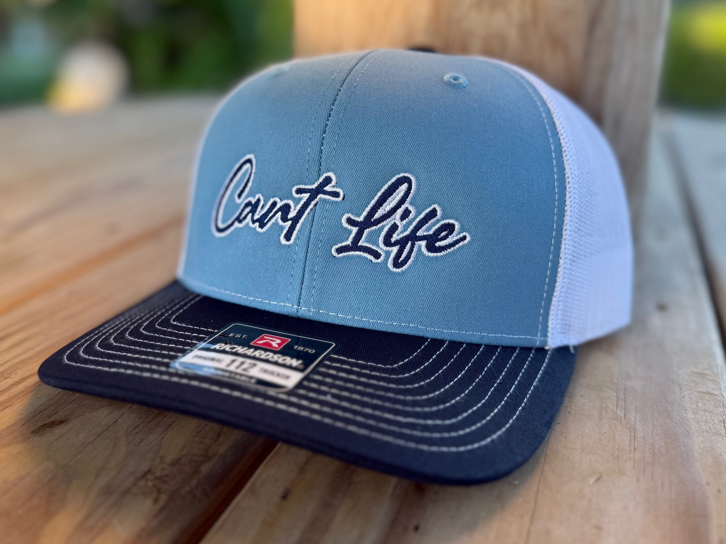 Cart Life Script Logo Hat - Carolina Blue, Navy, White
