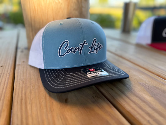 Cart Life Script Logo Hat - Carolina Blue, Navy, White