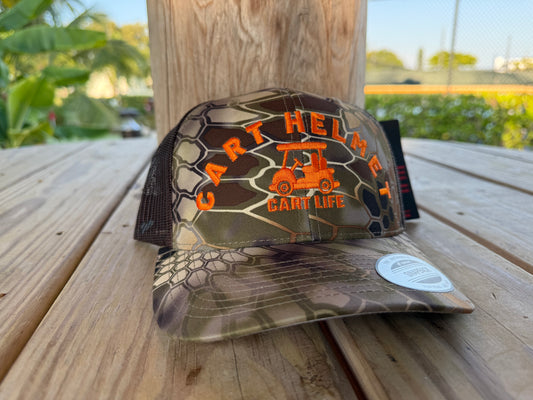 Cart Helmet - Highlander Cameo / Neon Orange - Trucker Snap Back