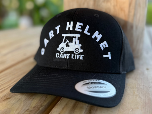 Cart Helmet - Black with White - Trucker Snap Back