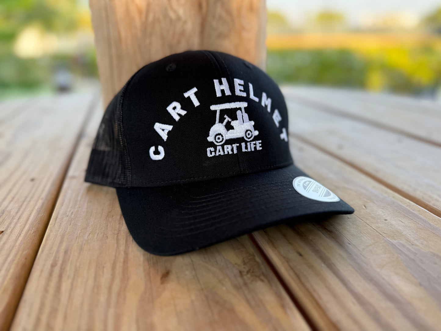 Cart Helmet - Black with White - Trucker Snap Back