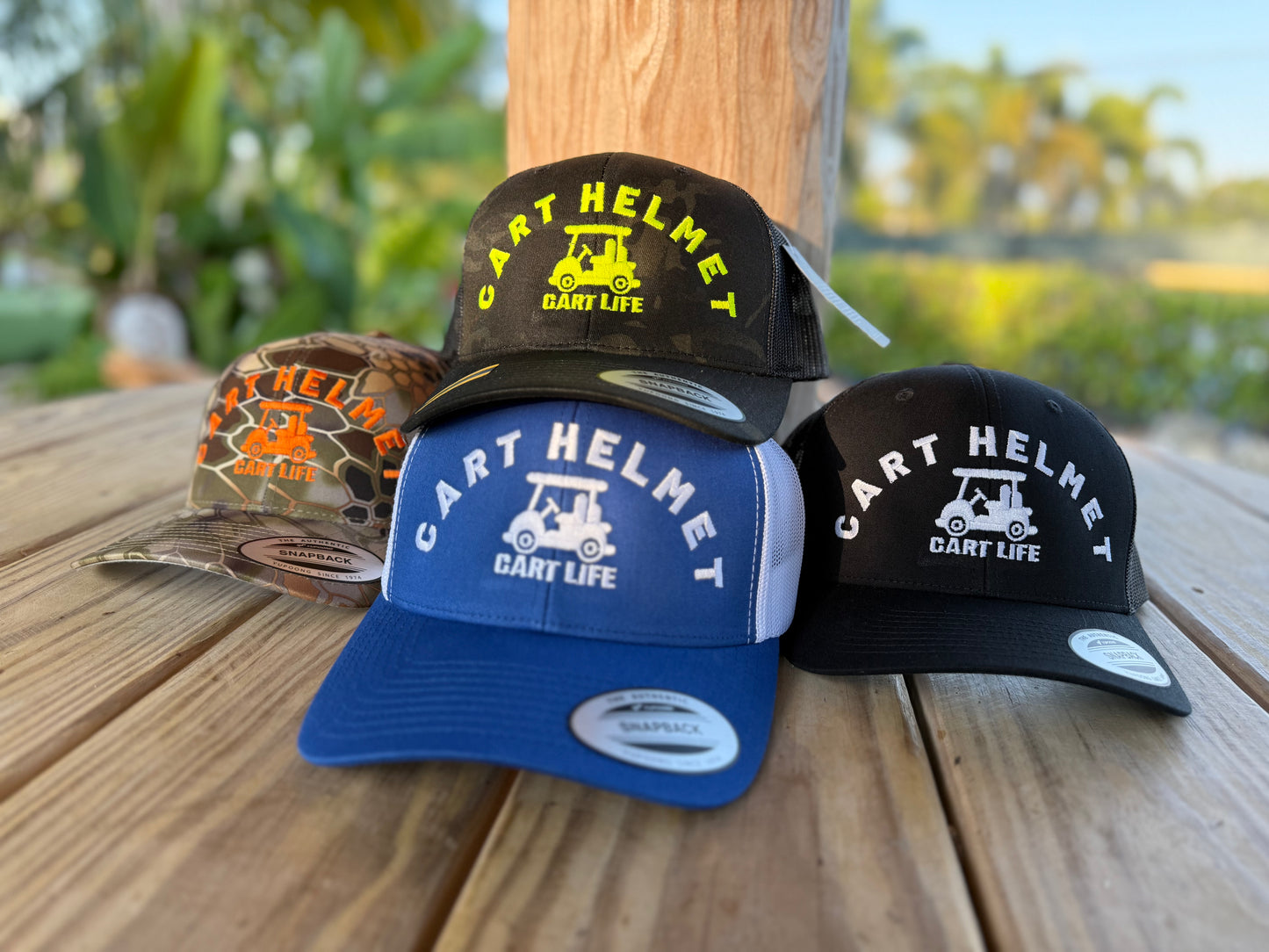 Cart Helmet - Black with White - Trucker Snap Back