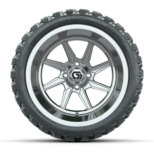 GTW® Reaper Chrome 15 in Wheels with 23X10-R15 Nomad Steel Belted Radial All-Terrain Tires - Full Set