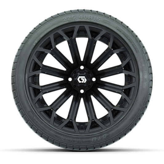 GTW® Phantom Gloss Black 16 in Wheels with 225/40-R16 Mamba Street Tires - Full Set