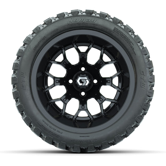 GTW® Assault Gloss Black 14 in Wheels with 23X10-R14 Nomad Steel Belt Radial All-Terrain Tires - Full Set