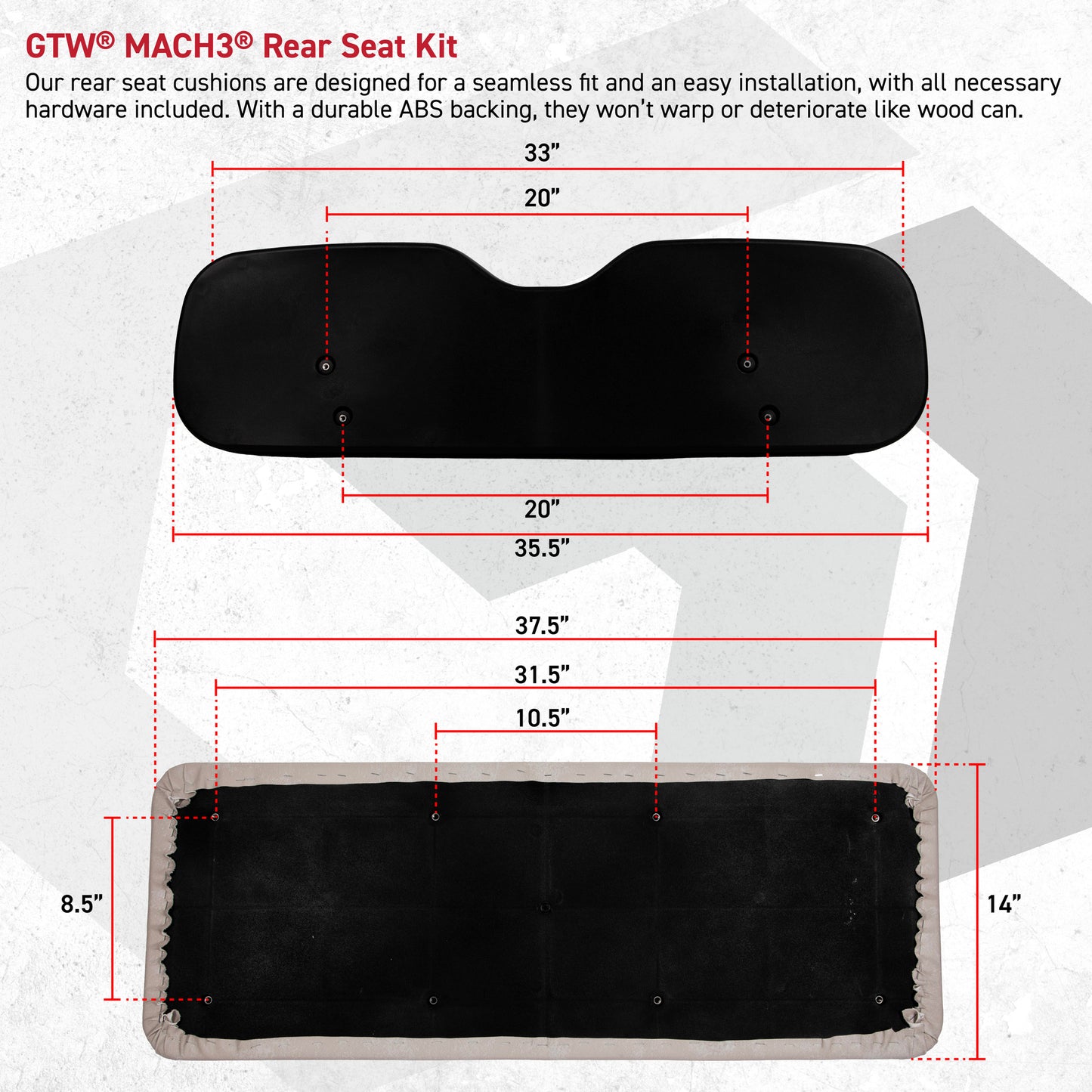 2001-Up Club Car DS - GTW® Mach 3 Black Rear Flip Seat