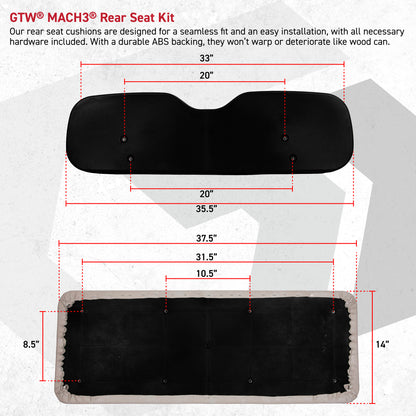 2001-Up Club Car DS - GTW® Mach 3 Black Rear Flip Seat