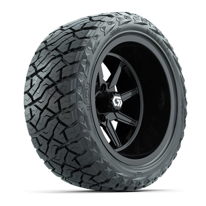 GTW® Reaper Gloss Black 15 in Wheels with 23X10-R15 Maverick Steel Belted Radial All-Terrain Tires - Full Set
