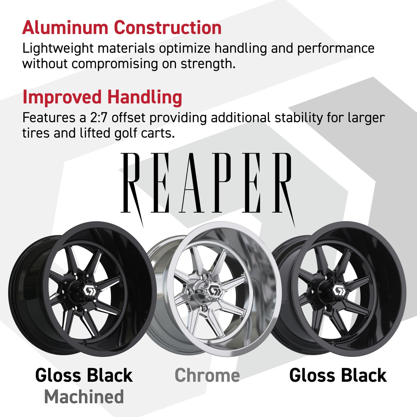 GTW® Reaper Black/Machined 15 in Wheels with 23X10-R15 Maverick Steel Belted Radial All-Terrain Tires - Full Set