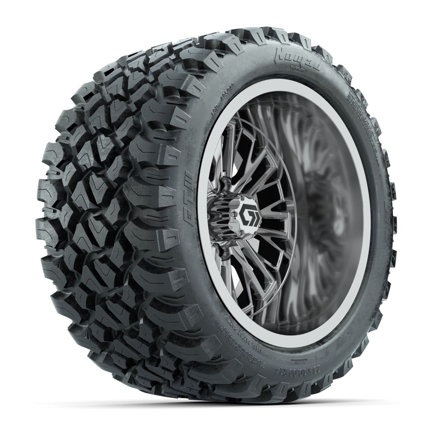 GTW® Viper Chrome 14 in Wheels with 23X10-R14 Nomad Steel Belt Radial All-Terrain Tires - Full Set