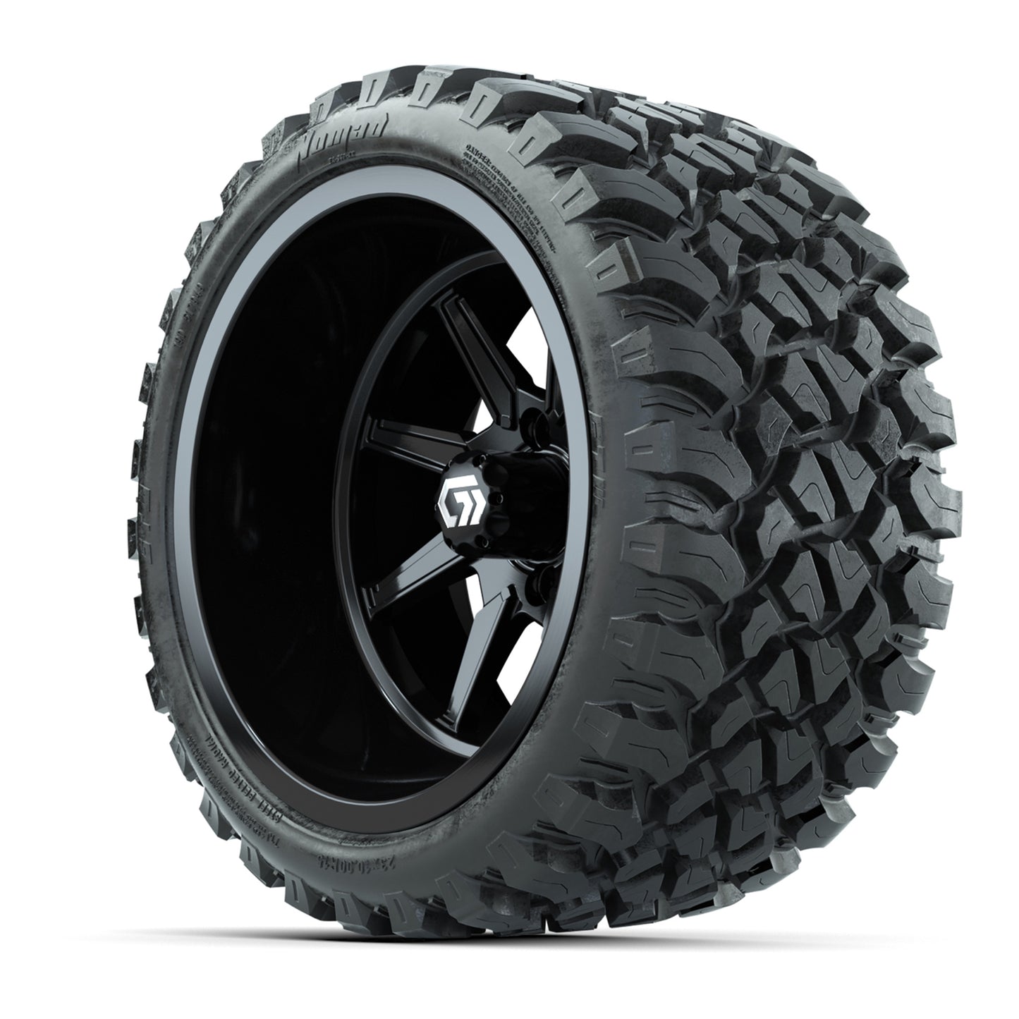 GTW® Reaper Gloss Black 15 in Wheels with 23X10-R15 Nomad Steel Belted Radial All-Terrain Tires - Full Set