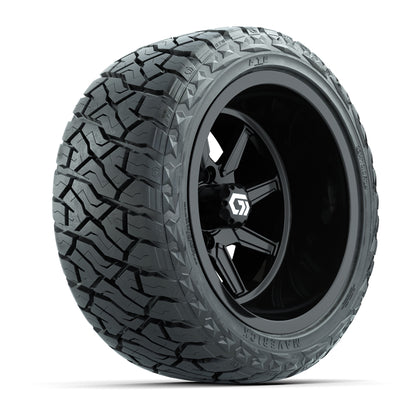 GTW® Reaper Gloss Black 14 in Wheels with 23X10-R14 Maverick Steel Belted Radial All-Terrain Tires - Full Set