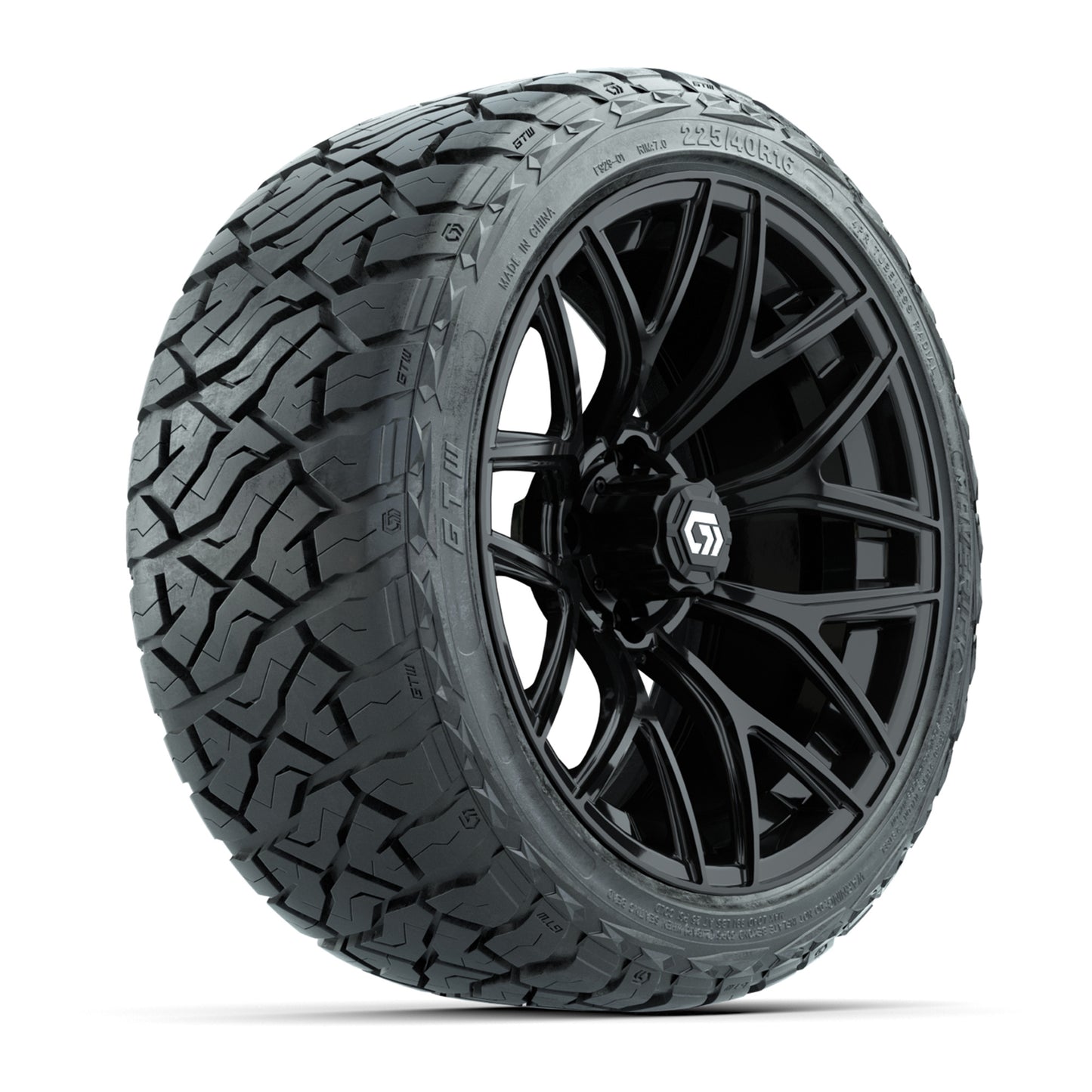 GTW® Monaco Gloss Black 16 in Wheels with 225/40-R16 Maverick Street Tires - Full Set