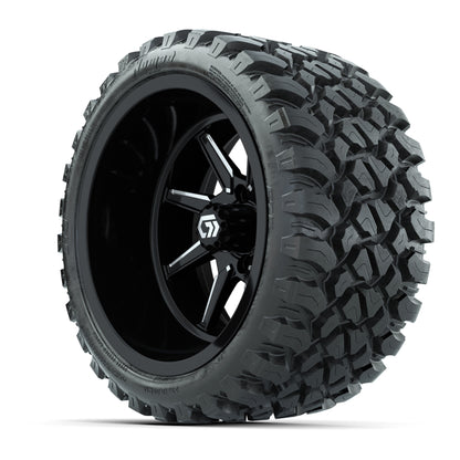 GTW® Reaper Black/Machined 15 in Wheels with 23X10-R15 Nomad Steel Belted Radial All-Terrain Tires - Full Set