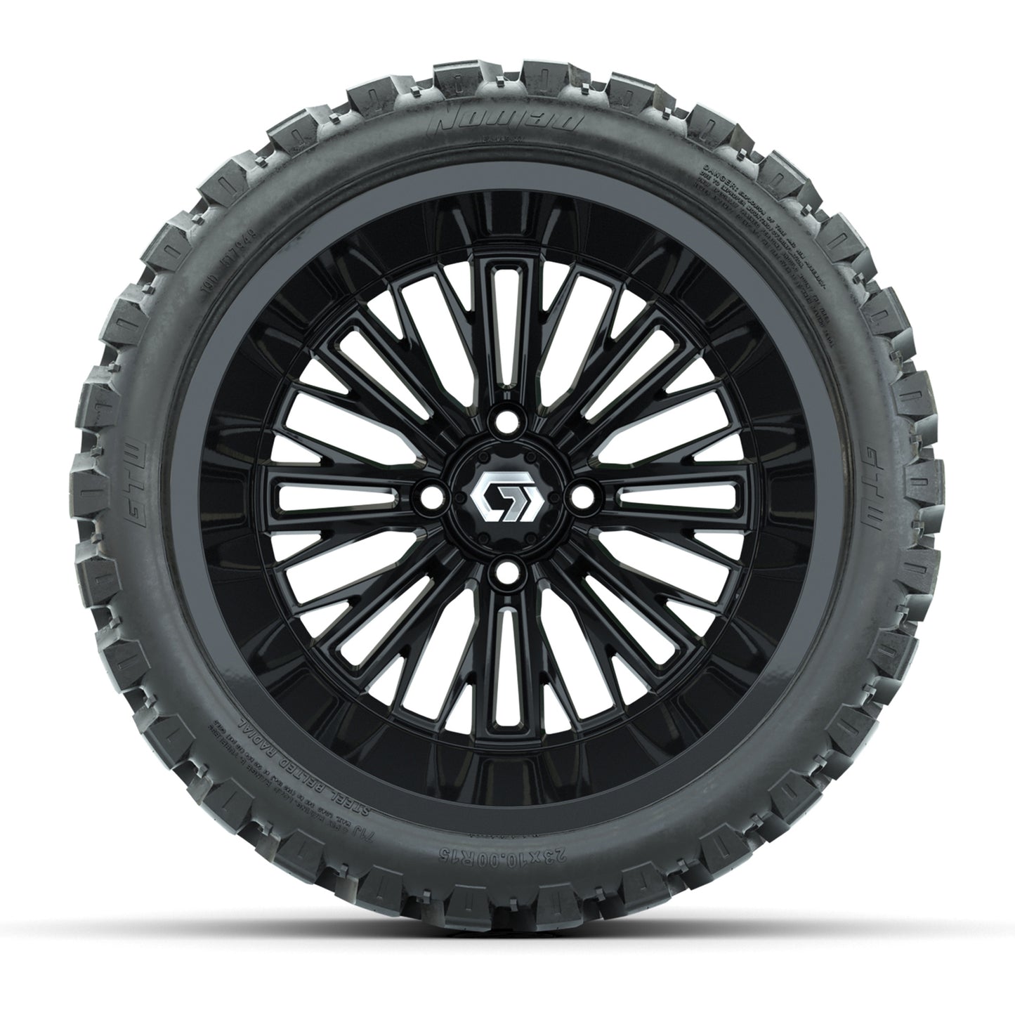 GTW® Viper Gloss Black 15 in Wheels with 23X10-R15 Nomad Steel Belted Radial All-Terrain Tires - Full Set