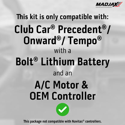 MadJax® Kinect™ Display Screen Kit for A/C motor Club Car Precedent/Tempo/Onward with Bolt Battery Setup