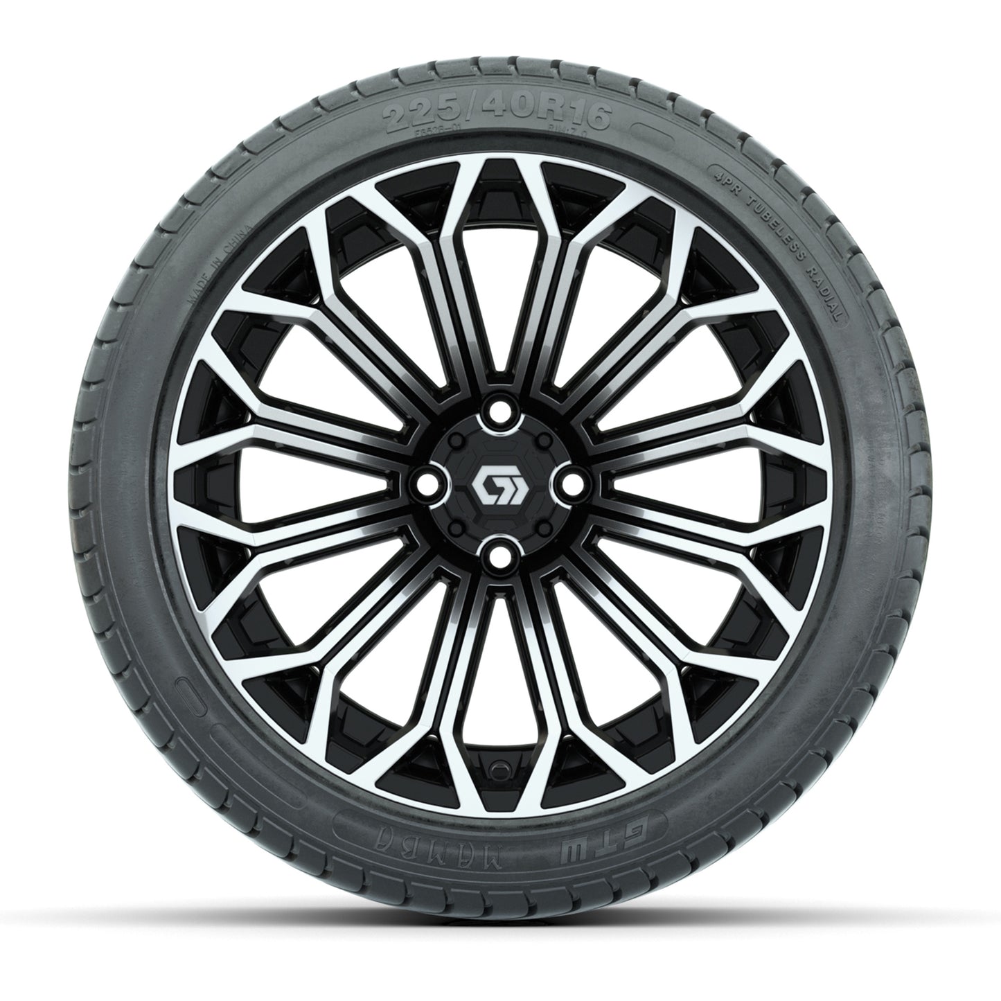GTW® Phantom Black/Machined 16 in Wheels with 225/40-R16 Mamba Street Tires - Full Set