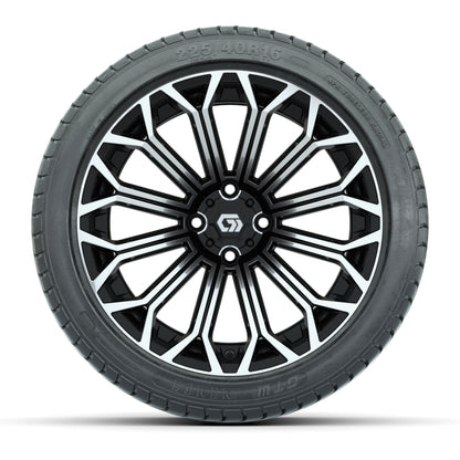 GTW® Phantom Black/Machined 16 in Wheels with 225/40-R16 Mamba Street Tires - Full Set