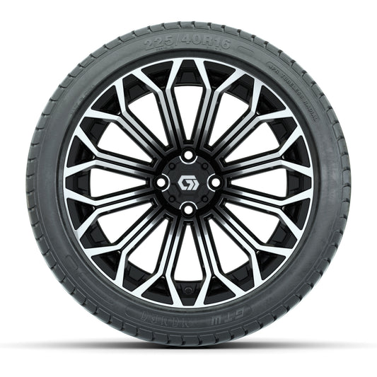 GTW® Phantom Black/Machined 16 in Wheels with 225/40-R16 Mamba Street Tires - Full Set
