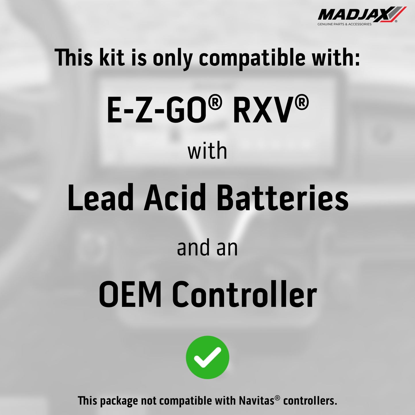 MadJax® Kinect™ Display Screen Kit for A/C motor EZGO RXV with Lead Acid Battery Setup