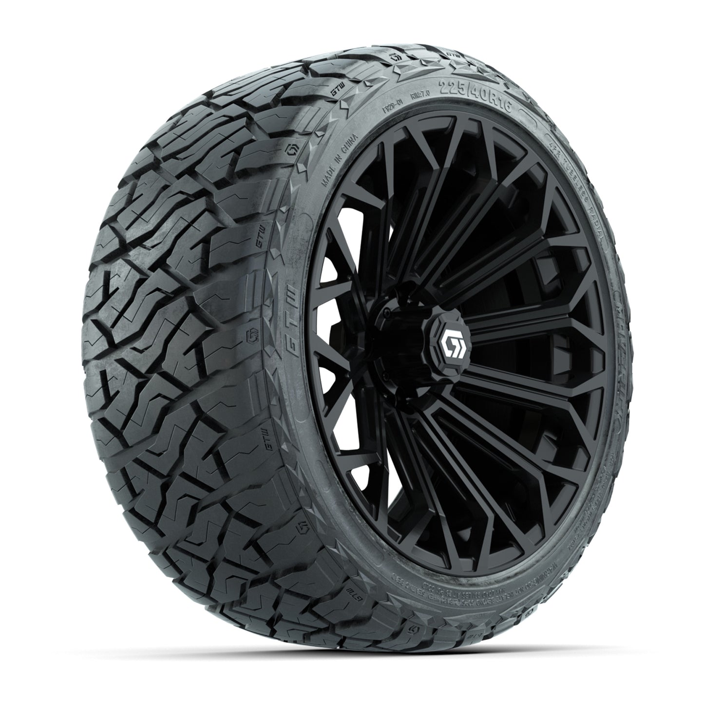 GTW® Phantom Gloss Black 16 in Wheels with 225/40-R16 Maverick Street Tires - Full Set