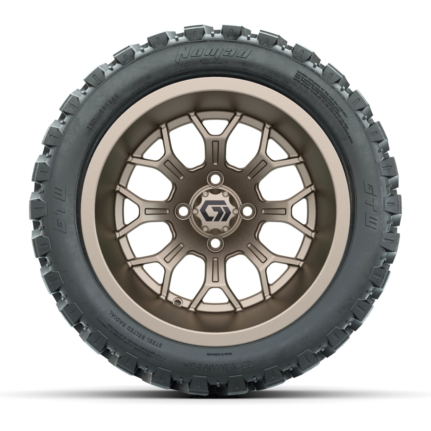 GTW® Assault Matte Bronze 14 in Wheels with 23X10-R14 Nomad Steel Belt Radial All-Terrain Tires - Full Set