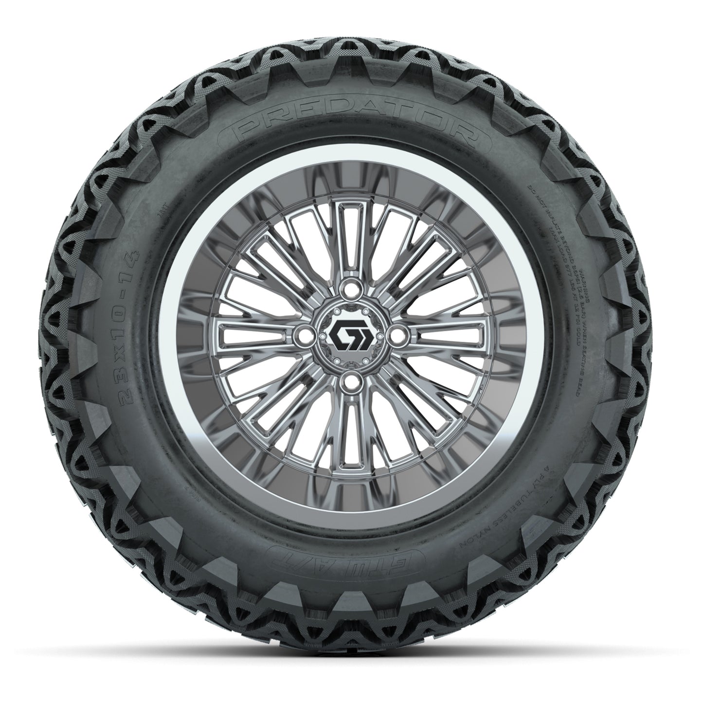 GTW® Viper Chrome 14 in Wheels with 23X10-14 Predator All-Terrain Tires - Full Set