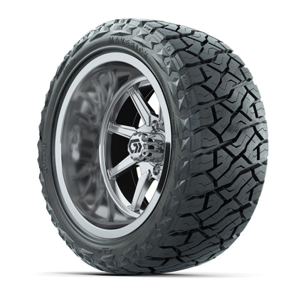 GTW® Reaper Chrome 15 in Wheels with 23X10-R15 Maverick Steel Belted Radial All-Terrain Tires - Full Set