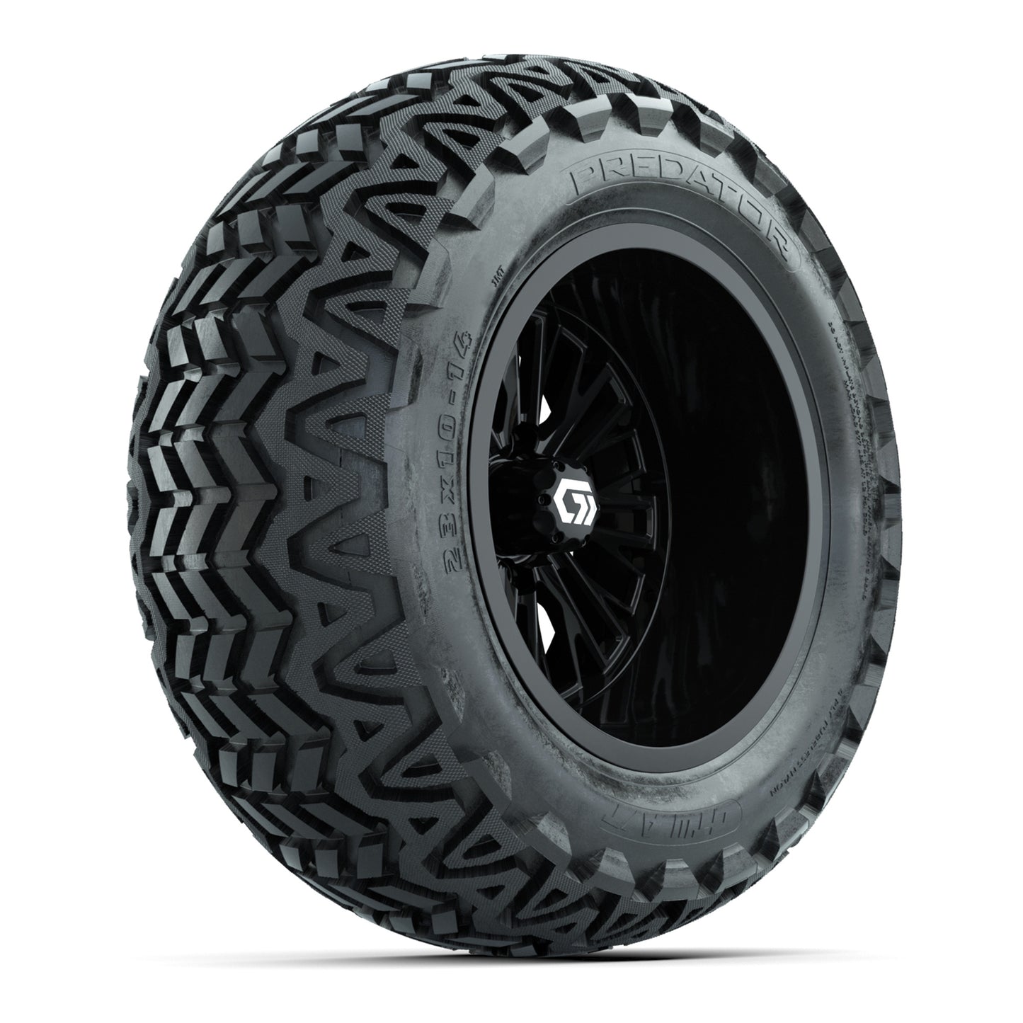 GTW® Viper Gloss Black 14 in Wheels with 23X10-14 Predator All-Terrain Tires - Full Set