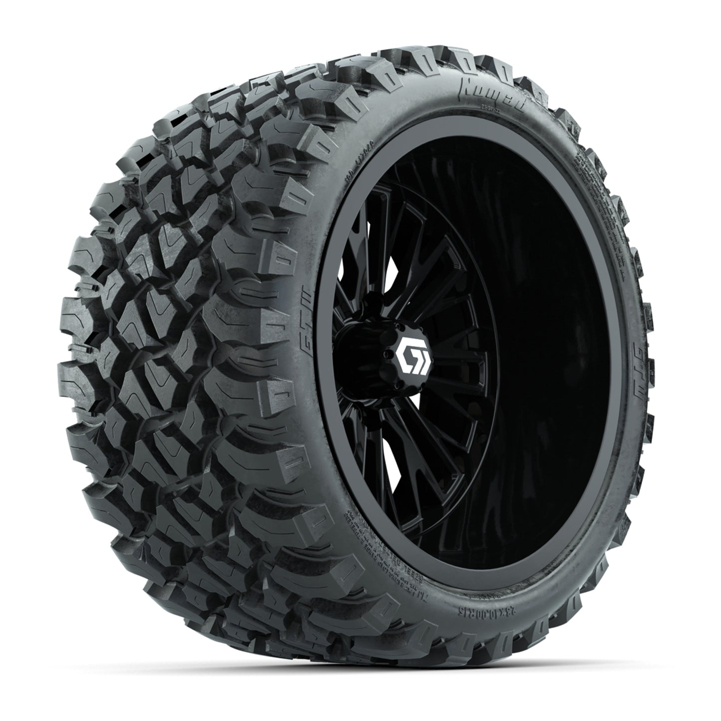 GTW® Viper Gloss Black 15 in Wheels with 23X10-R15 Nomad Steel Belted Radial All-Terrain Tires - Full Set