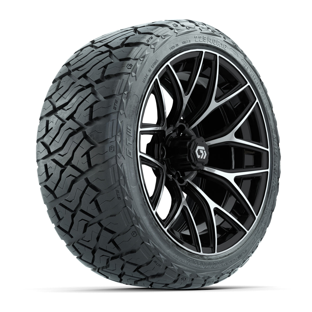 GTW® Monaco Black/Machined 16 in Wheels with 225/40-R16 Maverick Street Tires - Full Set