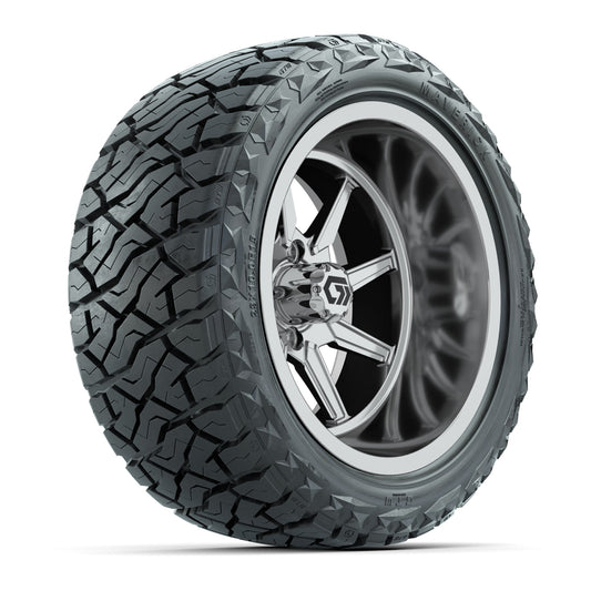 GTW® Reaper Chrome 15 in Wheels with 23X10-R15 Maverick Steel Belted Radial All-Terrain Tires - Full Set
