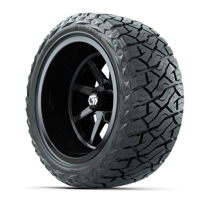 GTW® Reaper Gloss Black 15 in Wheels with 23X10-R15 Maverick Steel Belted Radial All-Terrain Tires - Full Set