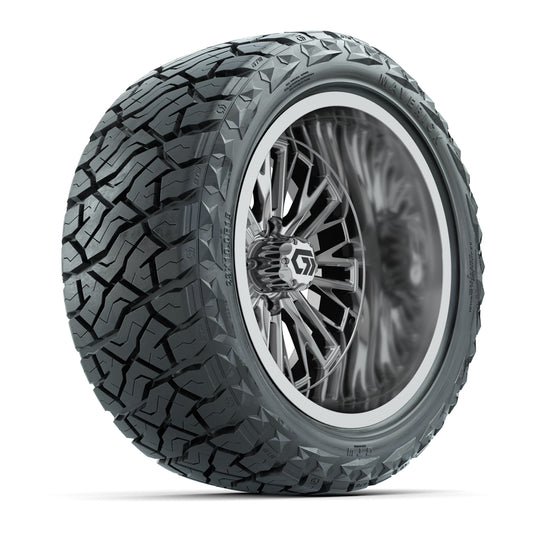 GTW® Viper Chrome 15 in Wheels with 23X10-R15 Maverick Steel Belted Radial All-Terrain Tires - Full Set