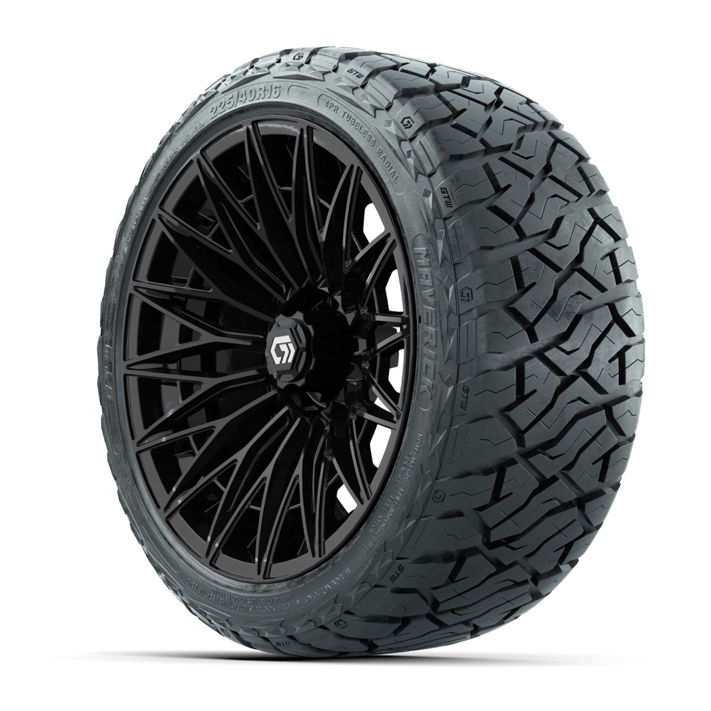 GTW® Blur Gloss Black 16 in Wheels with 225/40-R16 Maverick Street Tires - Full Set