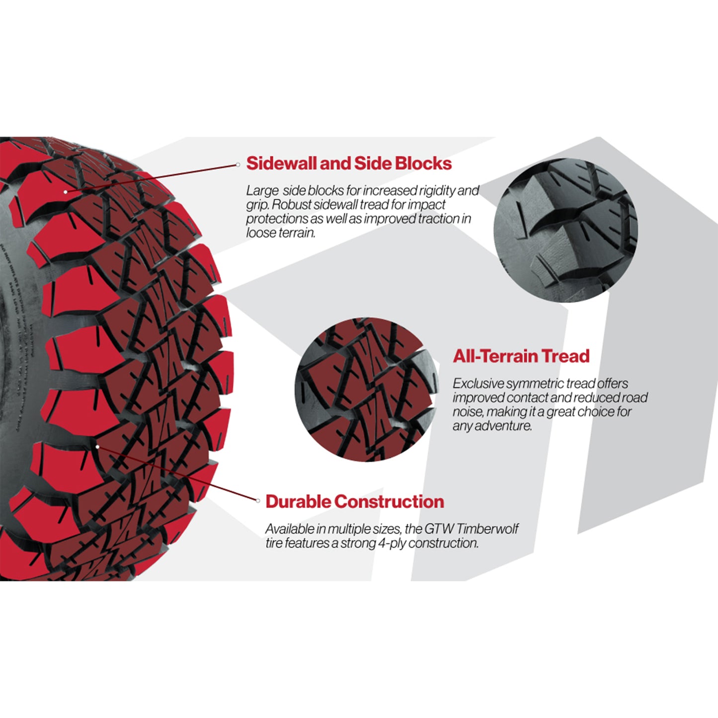 GTW® Reaper Chrome 14 in Wheels with 22X10-14 Timberwolf All-Terrain Tires - Full Set