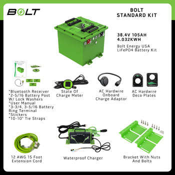 Club Car DS 36V 105AH Bolt Energy Lithium Battery Kit