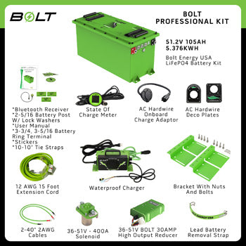 EZGO 48V 105AH Heated Bolt Energy Lithium Battery Kit