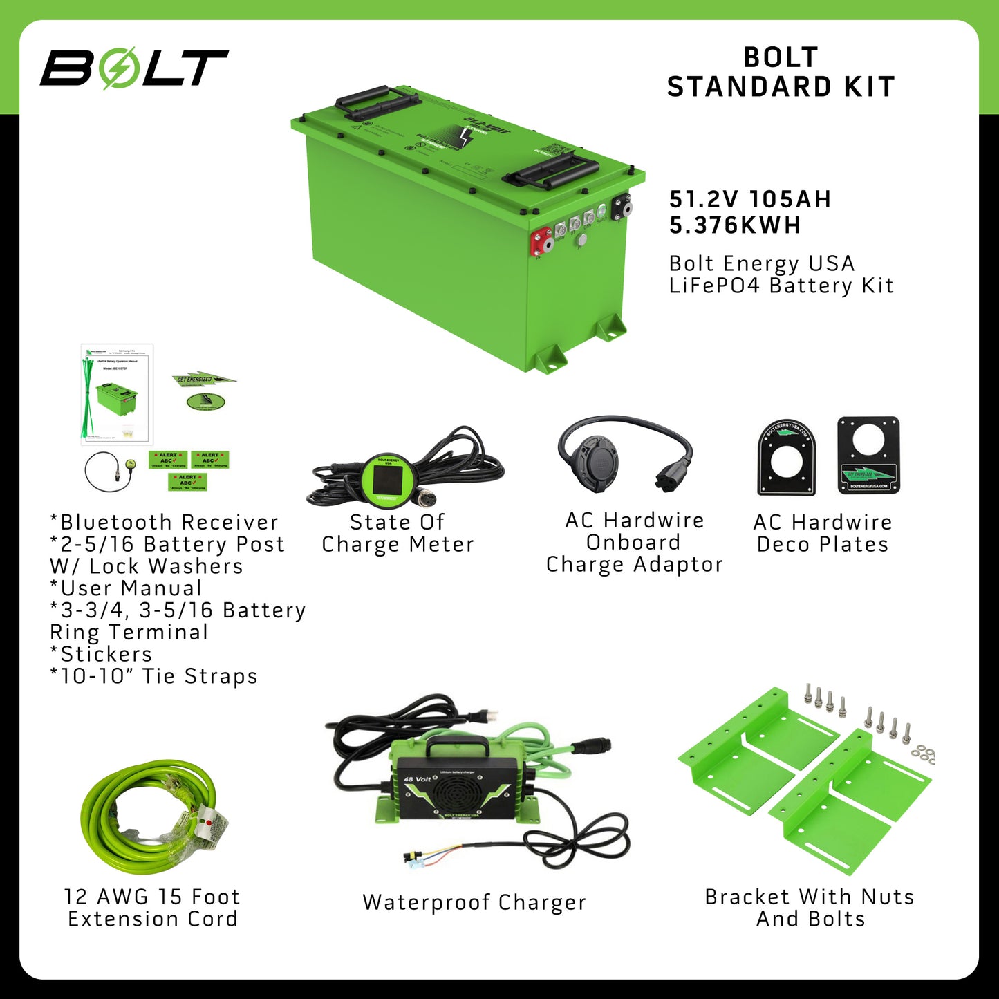 Kandi Kruiser 48V 105AH Bolt Energy Lithium Battery Kit