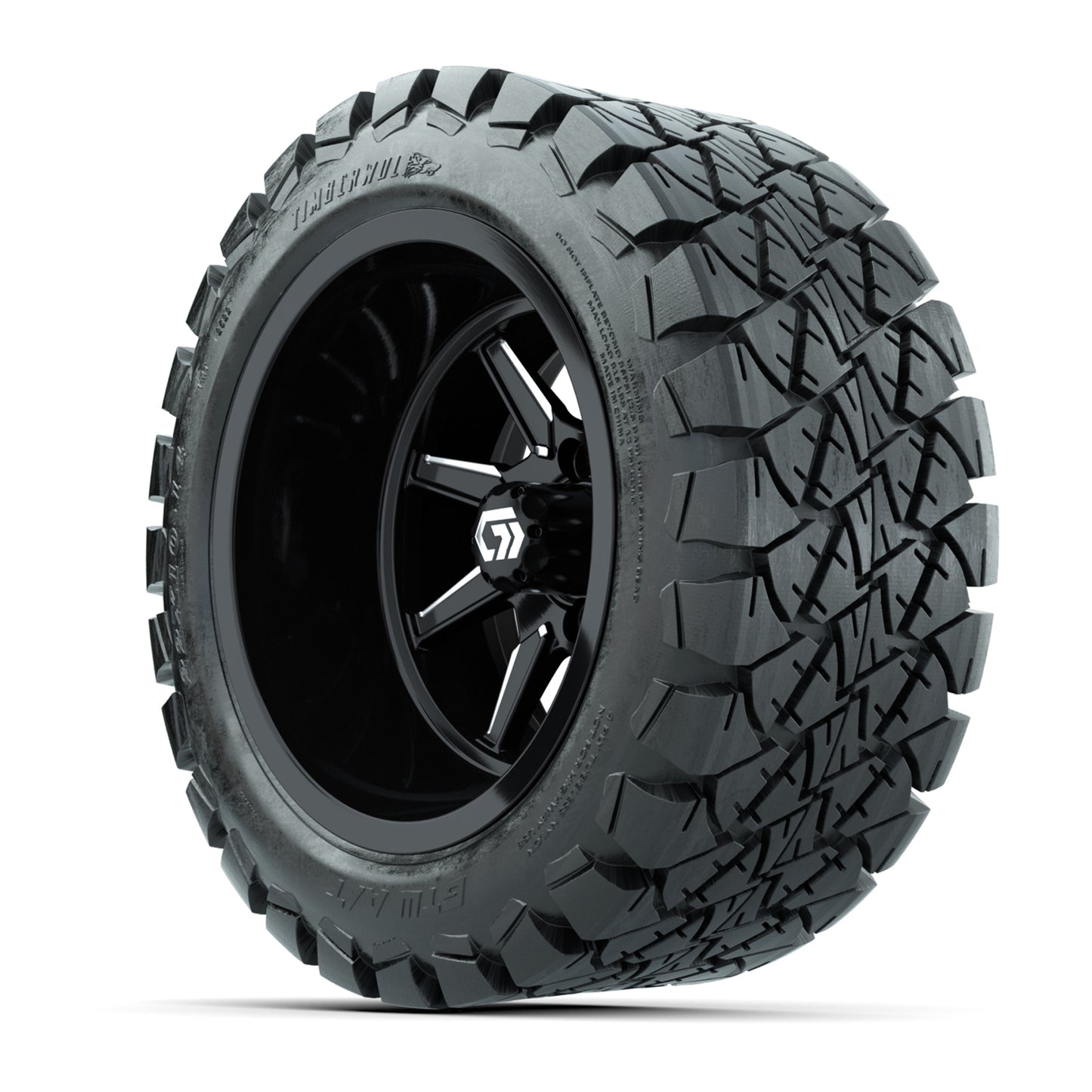 GTW® Reaper Black/Machined 14 in Wheels with 22X10-14 Timberwolf All-Terrain Tires - Full Set
