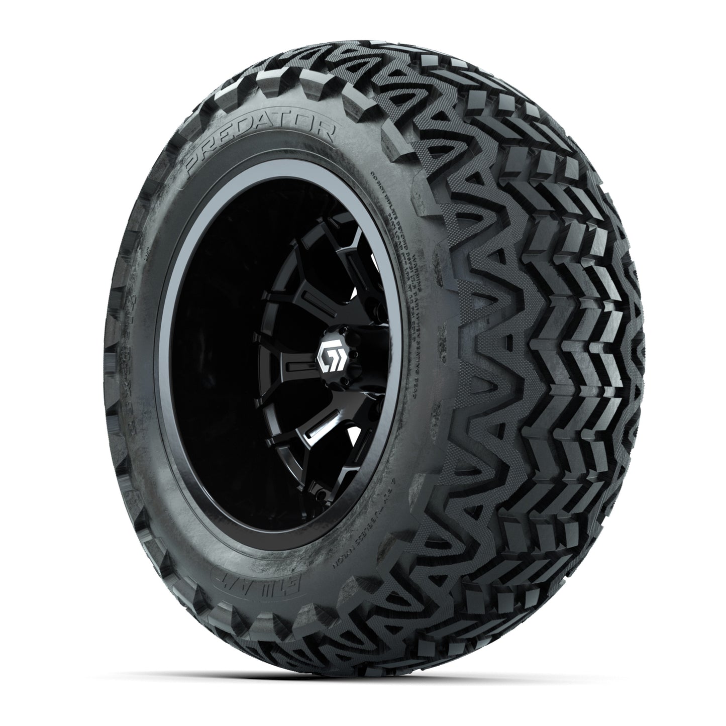 GTW® Assault Gloss Black 14 in Wheels with 23X10-14 Predator All-Terrain Tires - Full Set